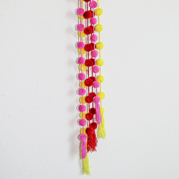 Mexican Handmade Colorful PomPoms Decorative Garland Home Party Festive Decor - Picture 1 of 4